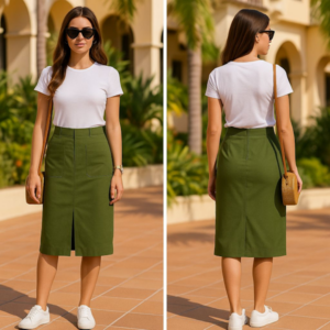 SAIA DE LINHO COM BOLSOS E ABERTURA FRONTAL – AMICIA