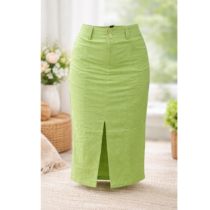 SAIA MIDI EM LINHO COM PASSADOR DE CINTO