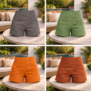 SHORTS LINHO BOTOES FORRADOS