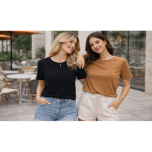 T-SHIRT CANELADO FINO MANGA CURTA