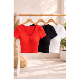 BLUSA SILICONE NO DECOTE V MANGA CURTA – DELAMO