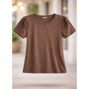 BLUSA FIO 30 COM MANGA BUFANTE E RENDA