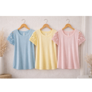 BLUSA VISCOMALHA COM MANGA DE RENDA