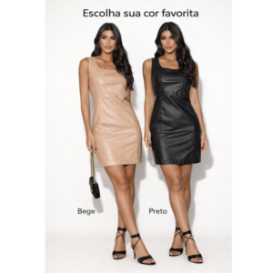 VESTIDO COURO RECORTE