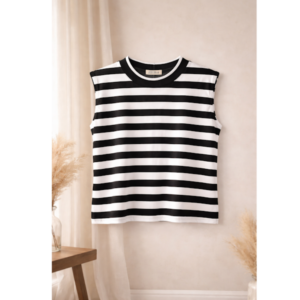 REGATA MUSCLE STRIPE PRETO E BRANCO